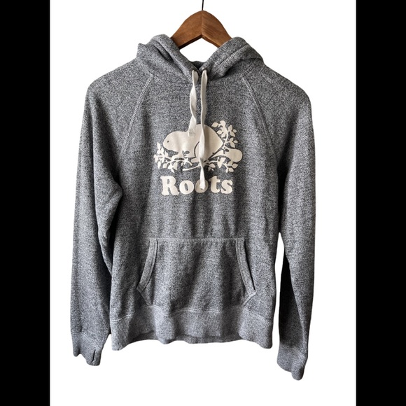 Roots salt and pepper grey pullover hoodie sweater size small - Picture 1 of 9